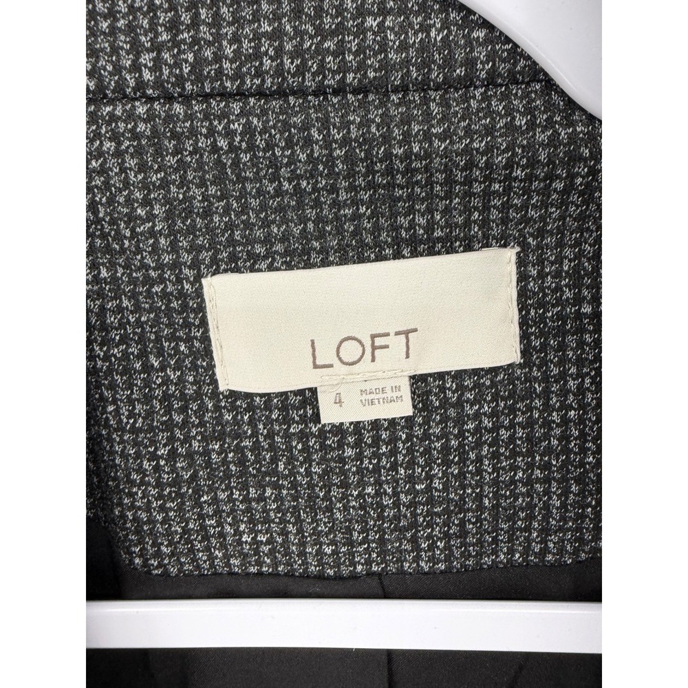 LOFT Womens Blazer Gray Black Micro Check Textured One Button‎ 4 - Picture 4 of 5